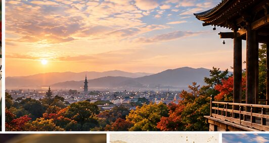夕暮れの京都の街並み